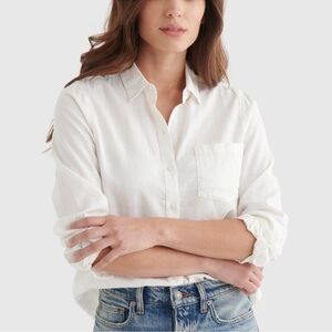 NWT Lucky Brand Classic White Women's Button-Up Shirt XXL
